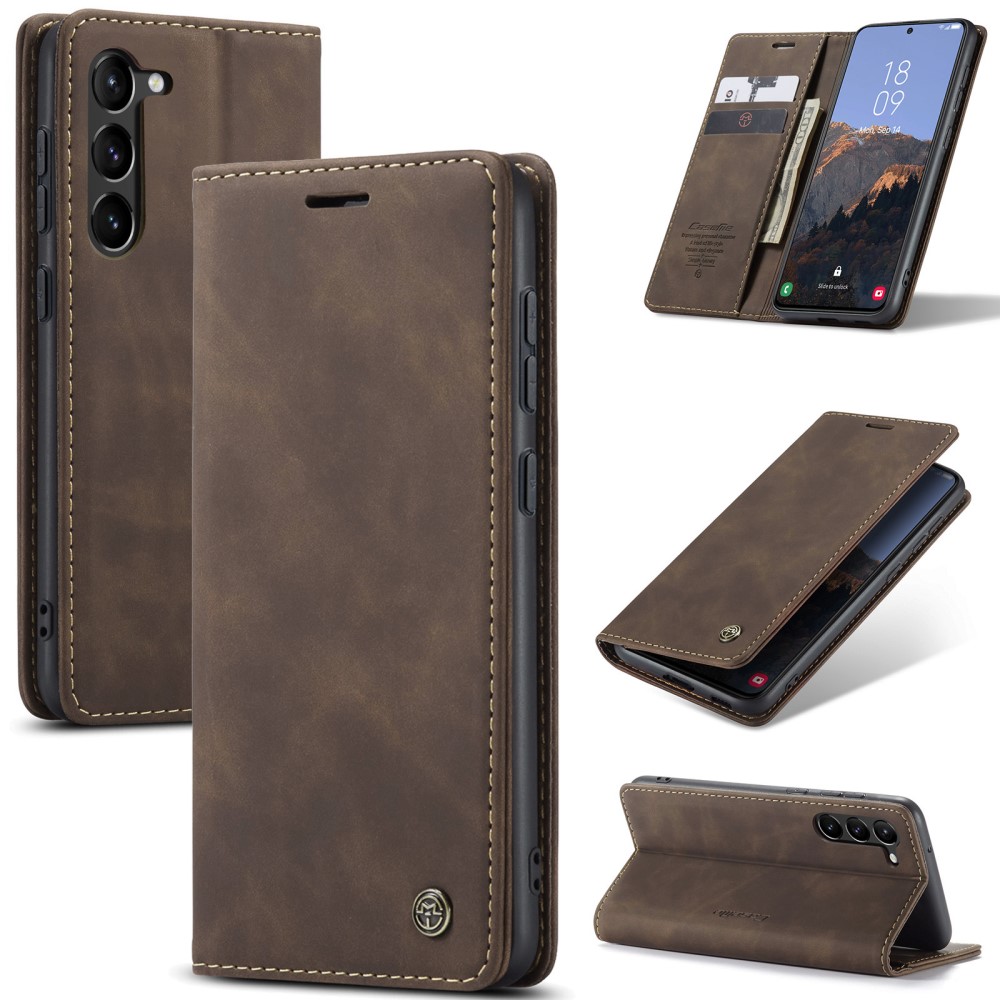 CASEME CASEME Galaxy S24 Fodral Flip Retro Läder Brun