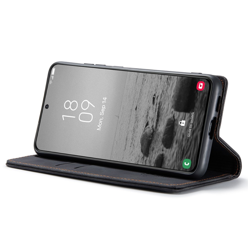 CASEME CASEME Galaxy S24 Fodral Flip Retro Läder Svart