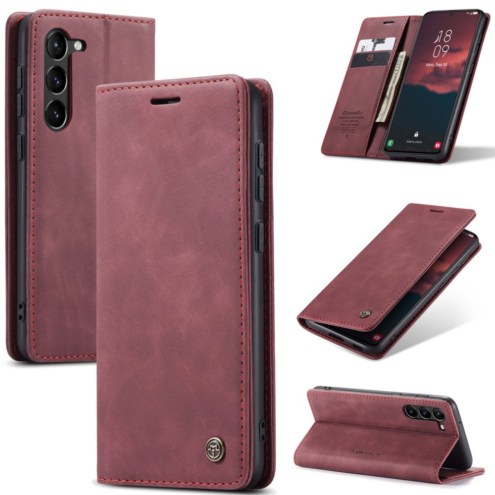 CASEME CASEME Galaxy S24 Fodral Flip Retro Läder Röd