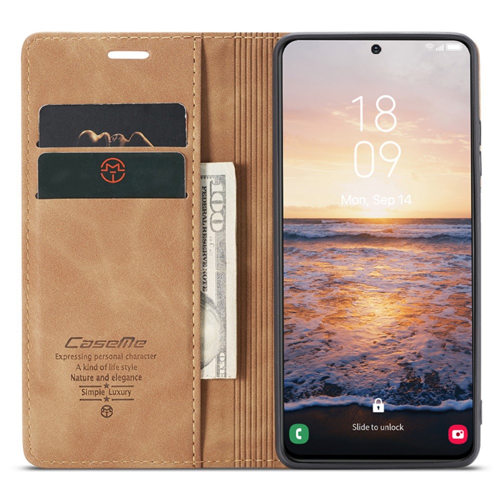 CASEME CASEME Galaxy S24 Fodral Flip Retro Läder Brun