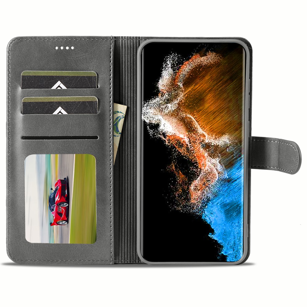 LC.IMEEKE LC.IMEEKE Samsung Galaxy S24 Fodral Läder Grå