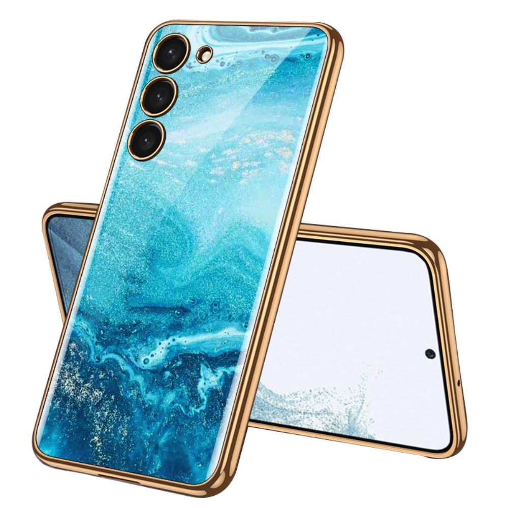 GKK GKK Galaxy S24 Skal Härdat Glas Electroplate Ocean Blue