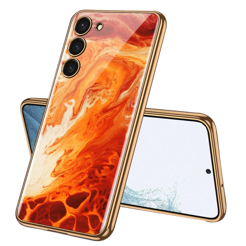 GKK GKK Galaxy S24 Skal Härdat Glas Electroplate Röd Agat