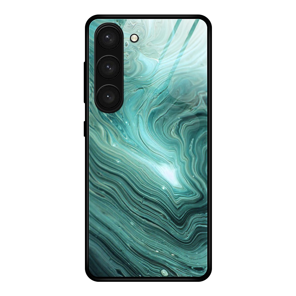  Samsung Galaxy S24 Skal Marmor Härdat Glas Grön