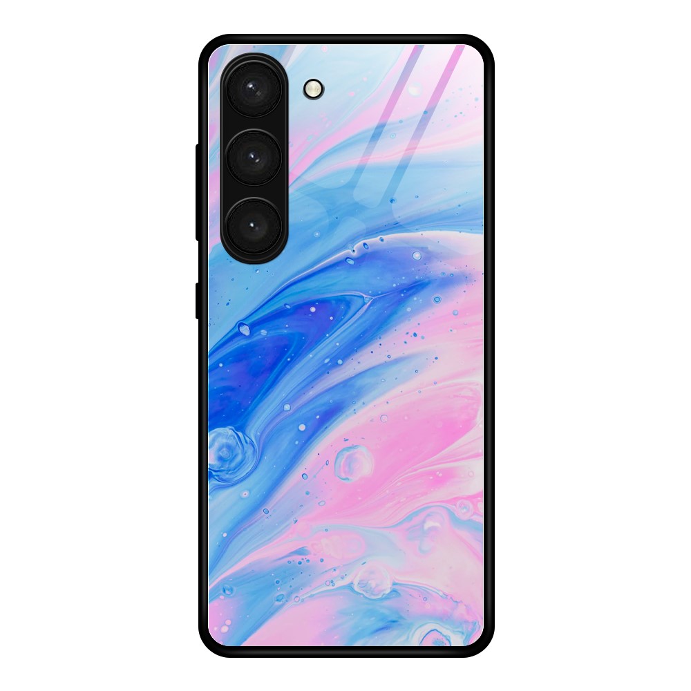  Samsung Galaxy S24 Skal Marmor Härdat Glas Rosa