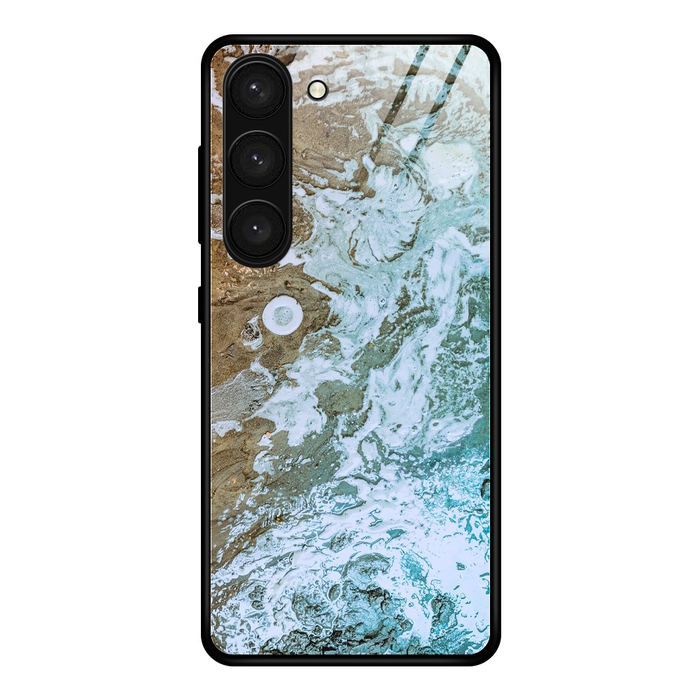  Samsung Galaxy S24 Skal Marmor Härdat Glas Beach
