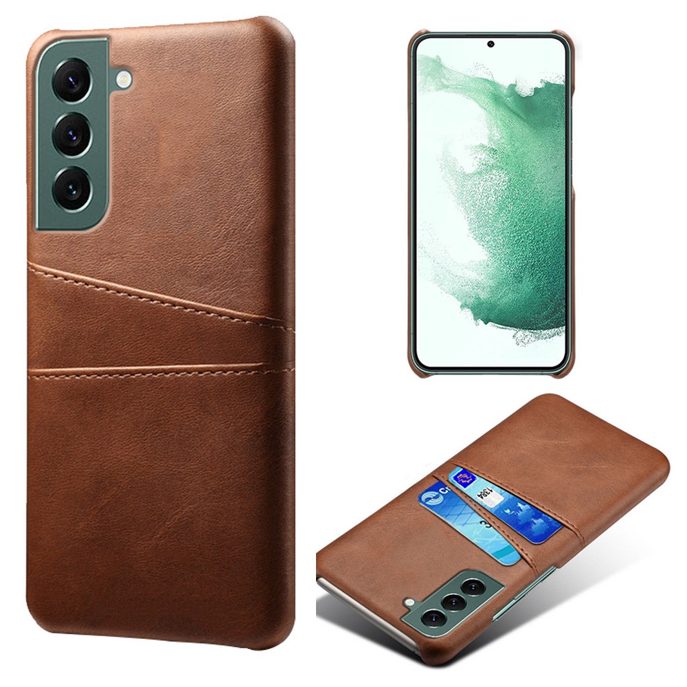  Samsung Galaxy S24 Läderbelagt Skal Med Kortfack Brun