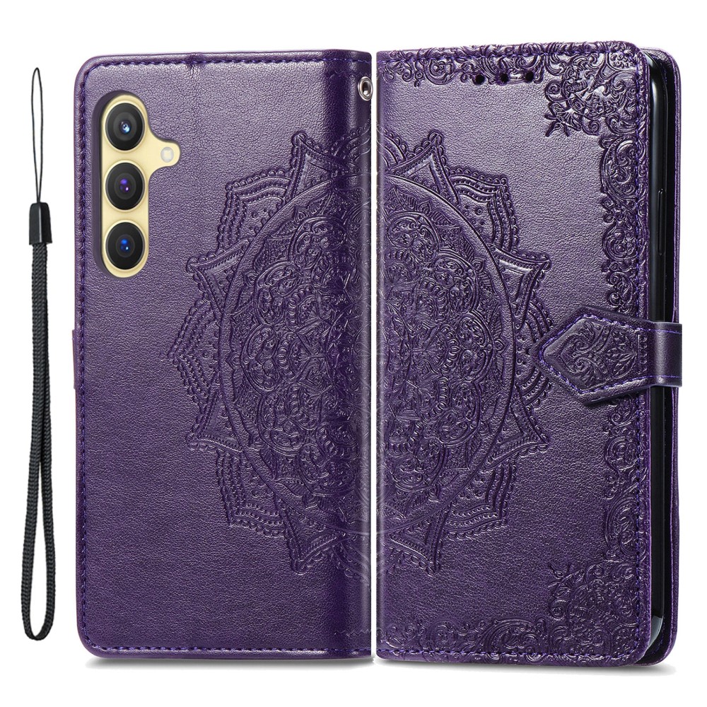  Samsung Galaxy S24 Fodral Mandala Tryck Lila