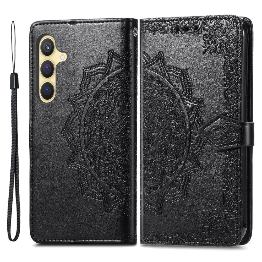  Samsung Galaxy S24 Fodral Mandala Tryck Svart