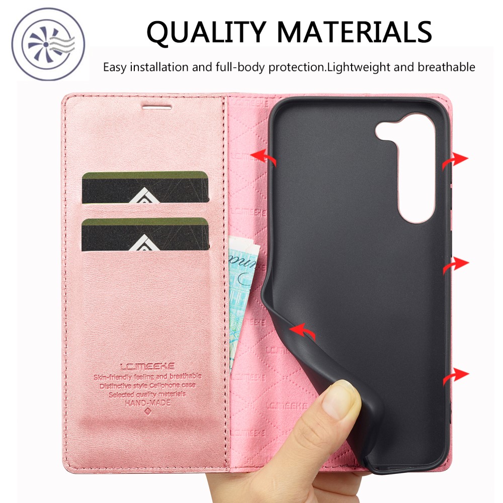 LC.IMEEKE LC.IMEEKE Galaxy S24 Fodral Flip Läder Roséguld