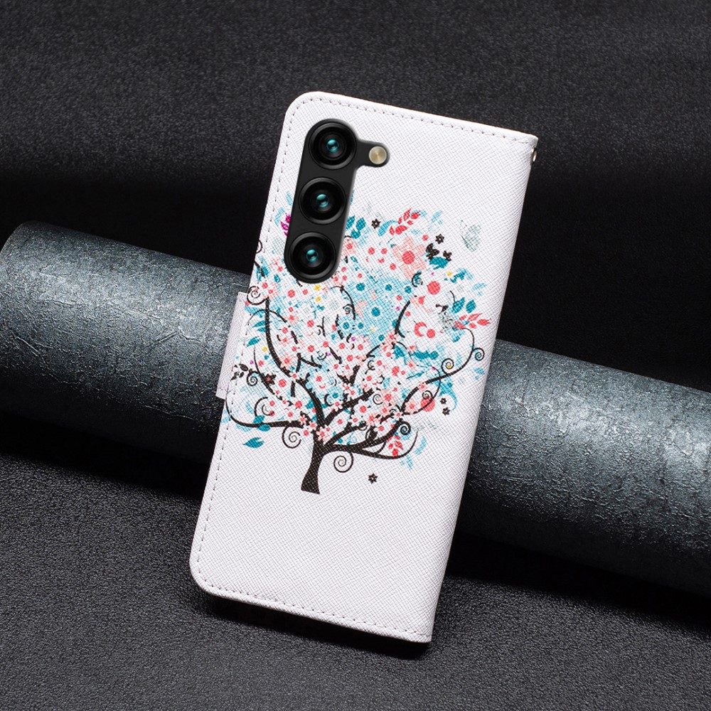  Galaxy S25 Plus / S24 Plus Fodral Med Tryck Blommigt Träd