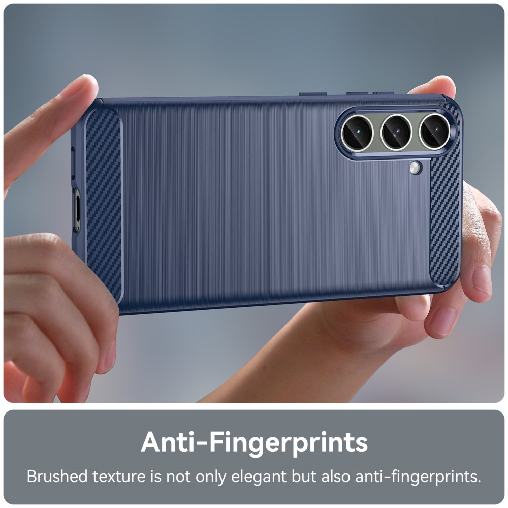  Samsung Galaxy S25 Plus / S24 Plus Skal Borstad Stål Textur Blå