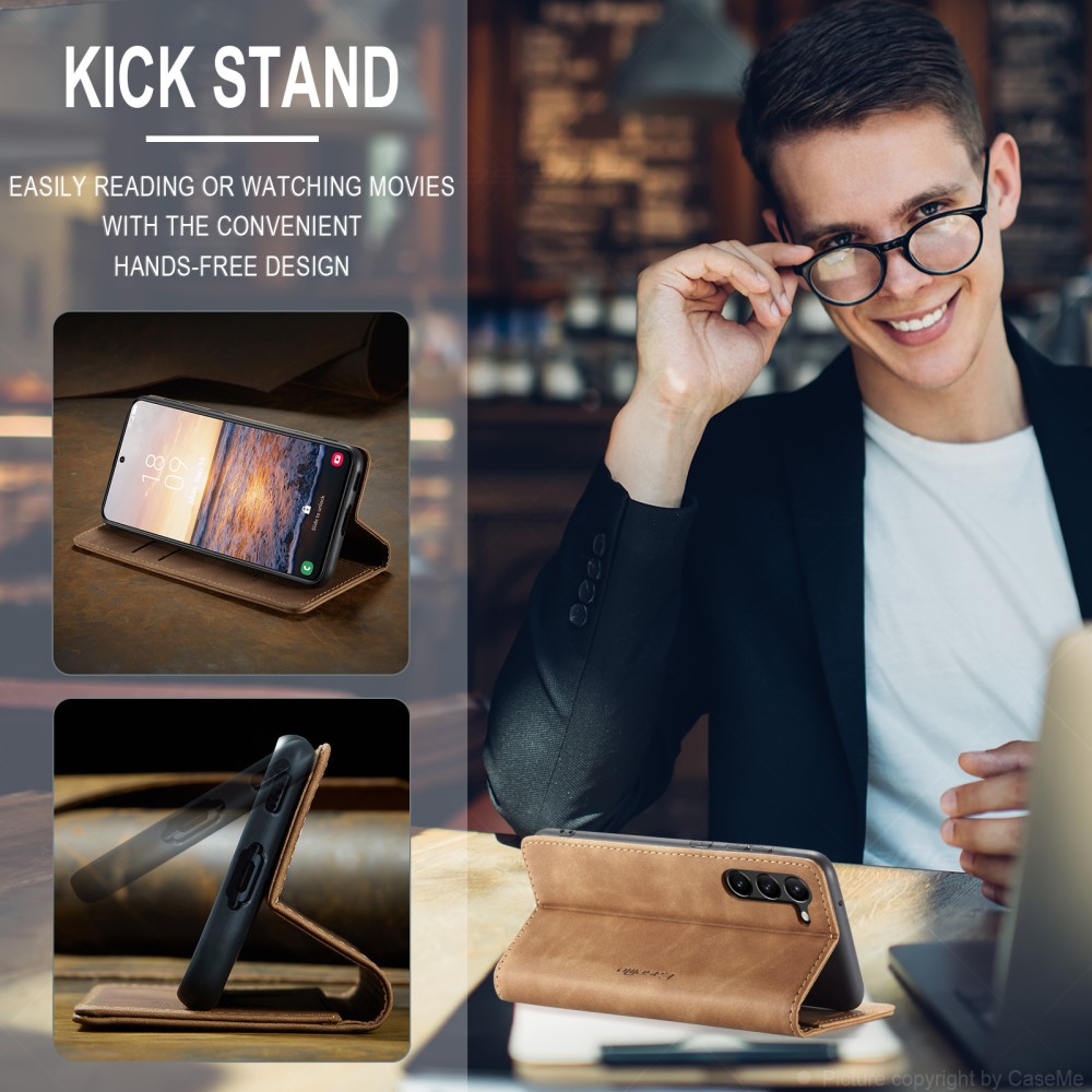 CASEME CASEME Galaxy S24 Plus Fodral Flip Retro Läder Brun
