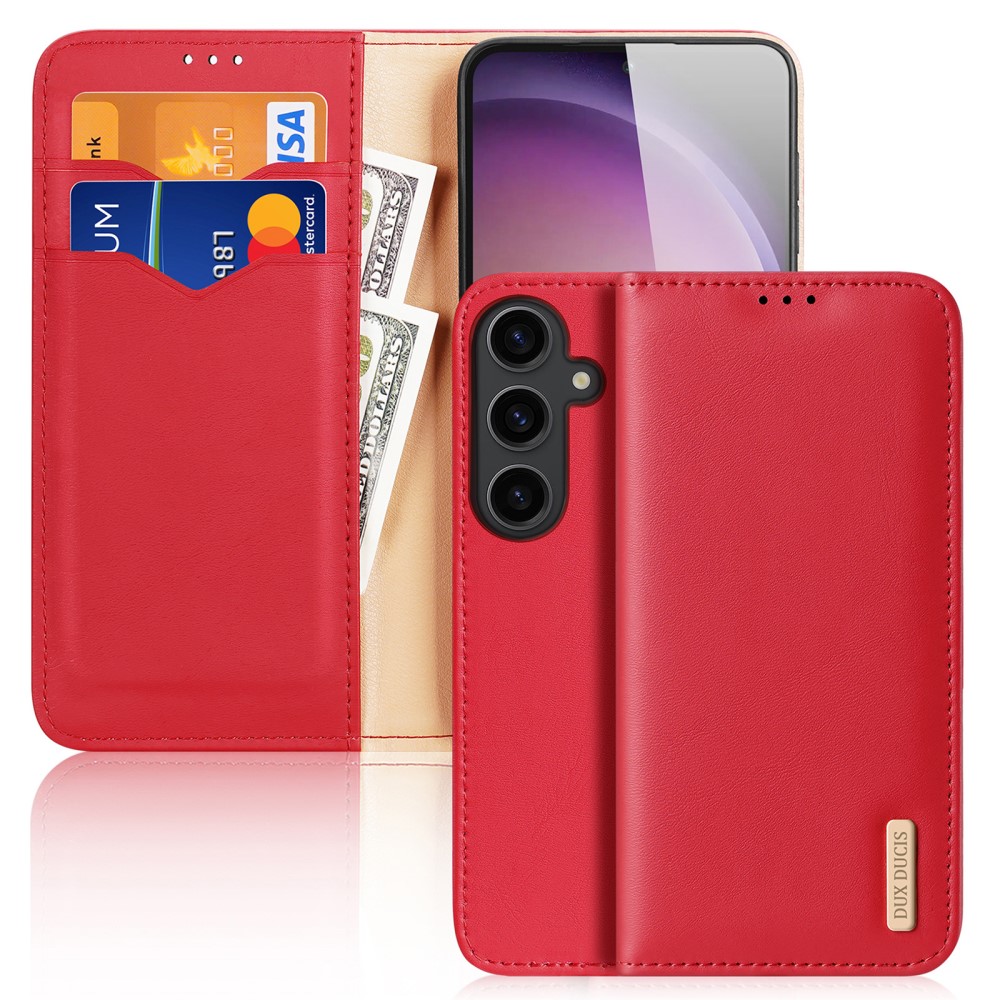DUX DUCIS DUX DUCIS Galaxy S24 Plus Fodral RFID Hivo Äkta Läder Röd