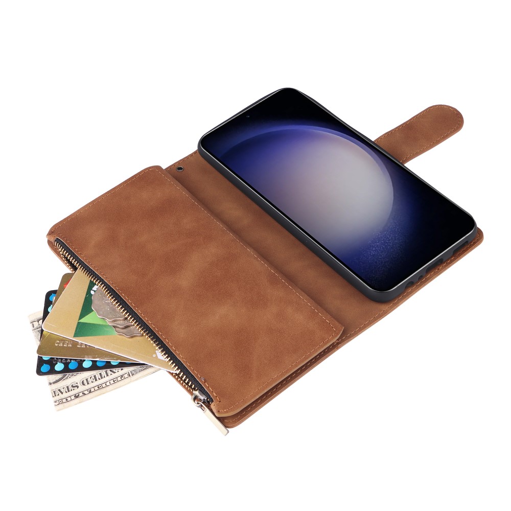  Samsung Galaxy S24 Plus Fodral Läder Multifunktionell Brun