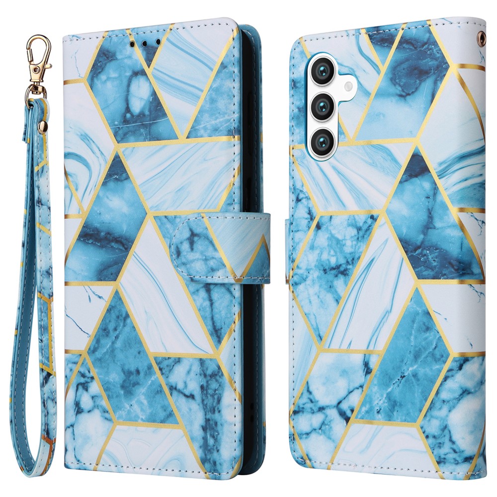  Samsung Galaxy S24 Plus Fodral Läder Marmor Blå