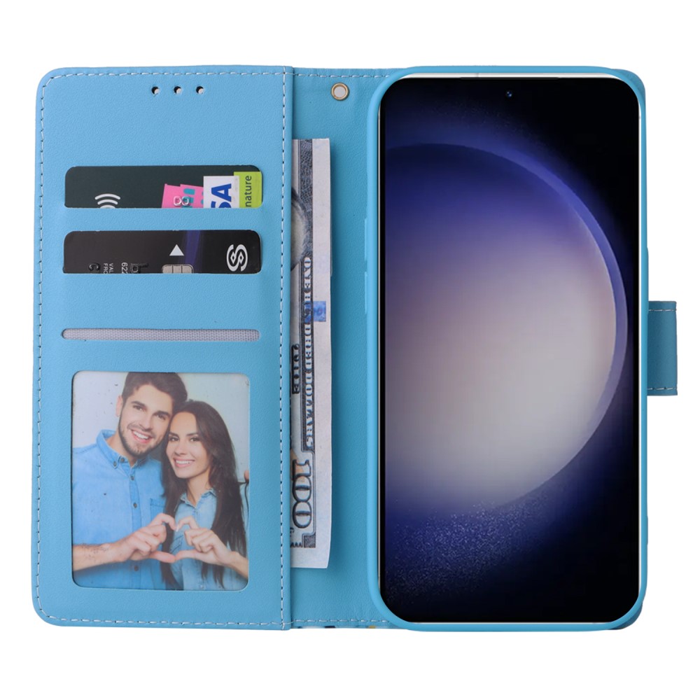  Samsung Galaxy S24 Plus Fodral Läder Marmor Blå