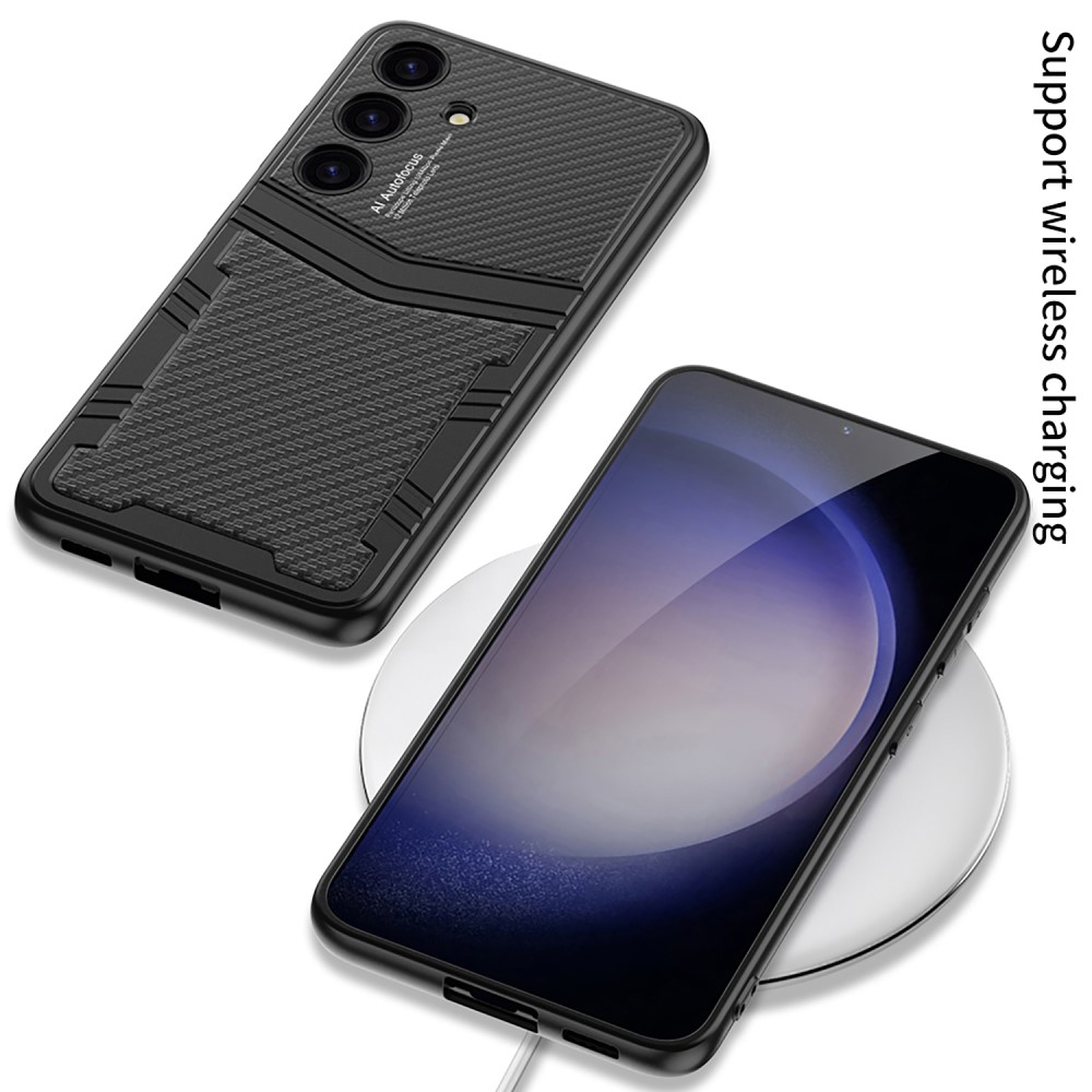GKK GKK Galaxy S24 Plus Skal Hybrid Läder Borstad Stål Textur