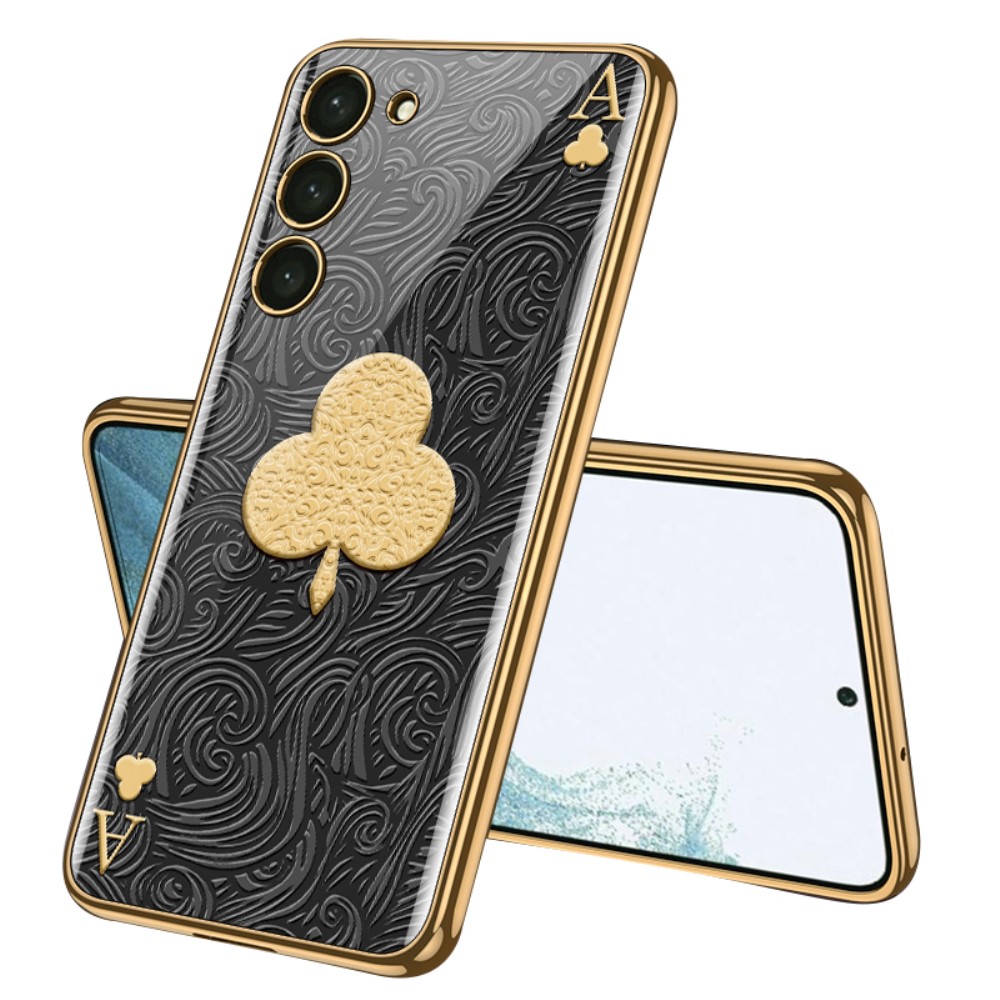 GKK GKK Galaxy S24 Plus Skal Härdat Glas Electroplate Klöver Ess
