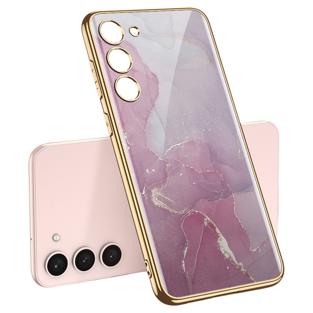 GKK GKK Galaxy S24 Plus Skal Härdat Glas Electroplate Marmor Lila