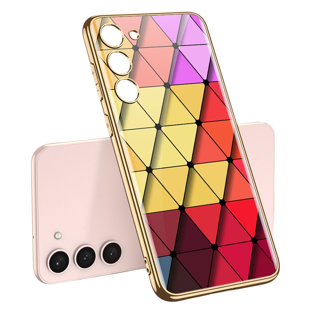 GKK GKK Galaxy S24 Plus Skal Härdat Glas Electroplate Rhombus Röd