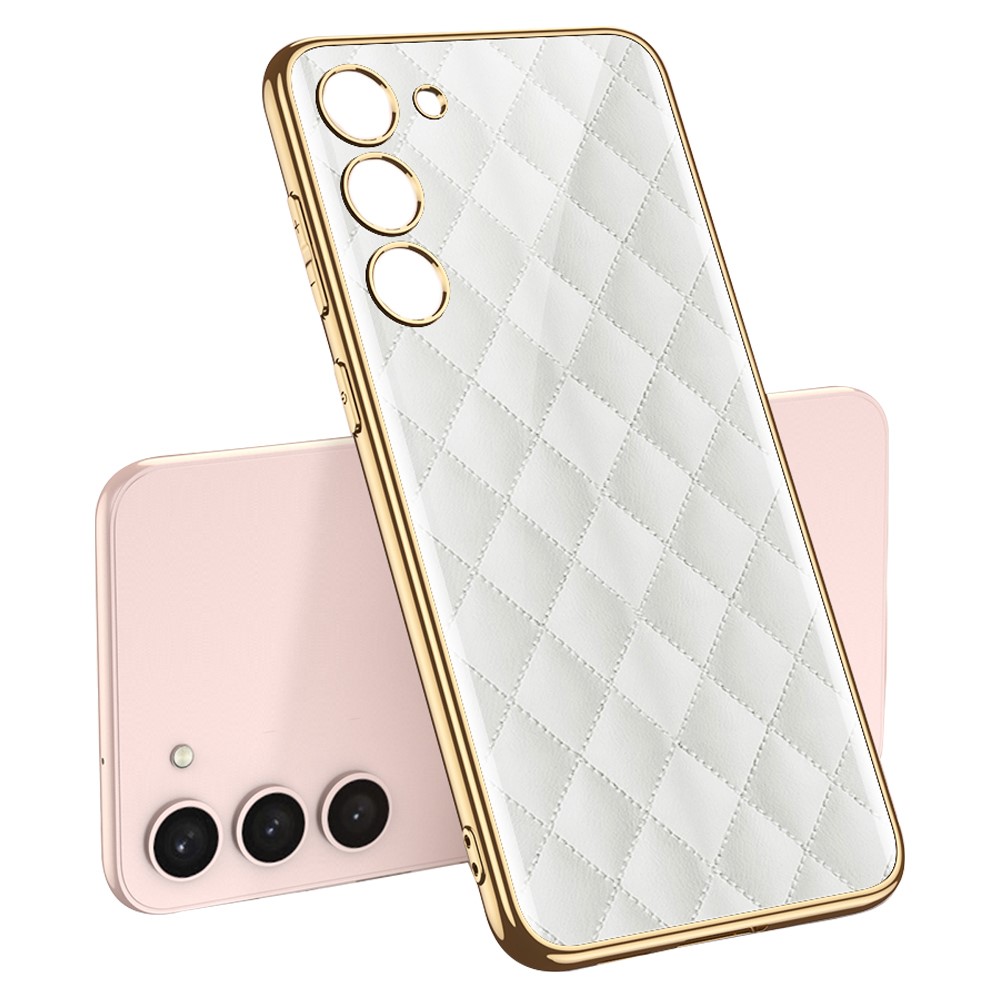 GKK GKK Galaxy S24 Plus Skal Härdat Glas Electroplate Vit Diamond