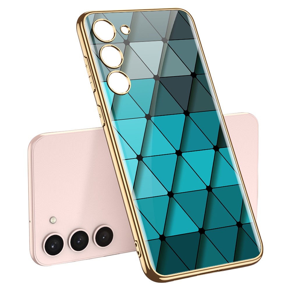 GKK GKK Galaxy S24 Plus Skal Härdat Glas Electroplate Rhombus Blå