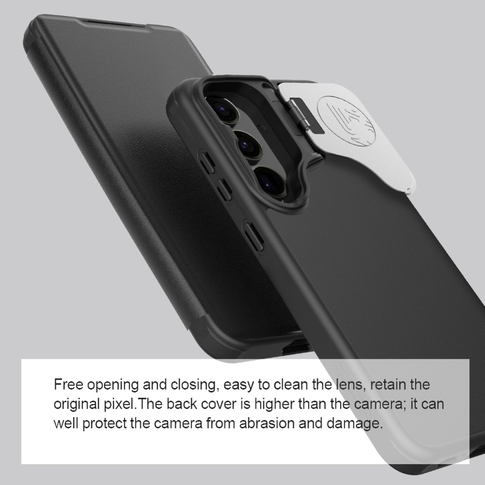 NILLKIN NILLKIN Galaxy S24 Plus Fodral Qin Läder Cam Kickstand Svart