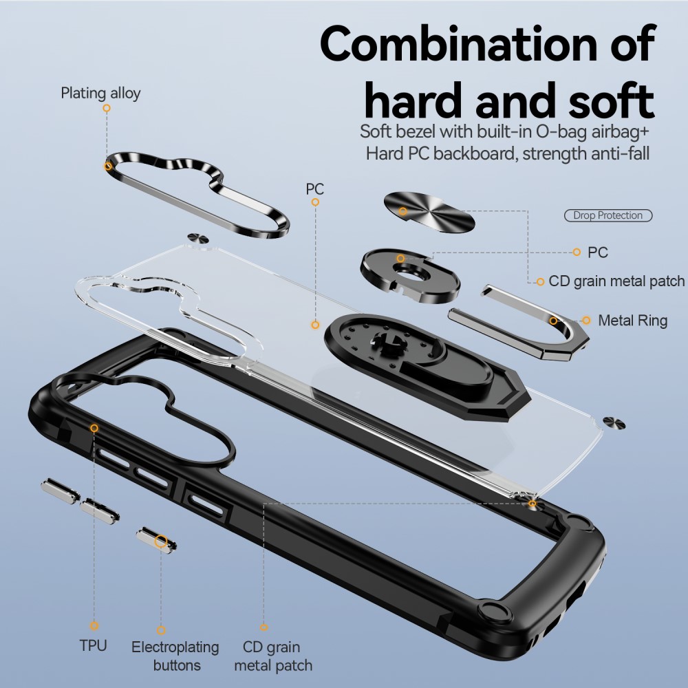  Samsung Galaxy S24 Plus Skal Shockproof Ring Hybrid Svart