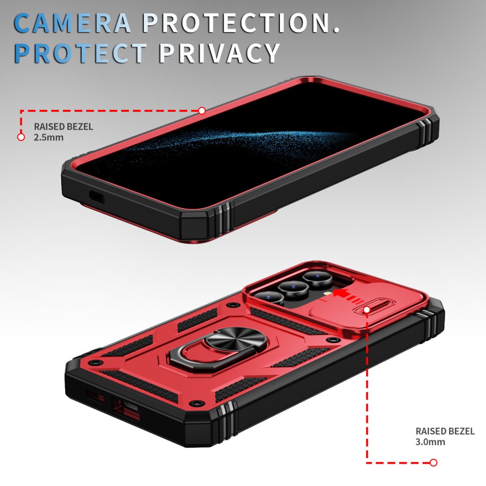  Galaxy S24 Plus Skal CamShield Ring Hybrid Armor Röd/Svart