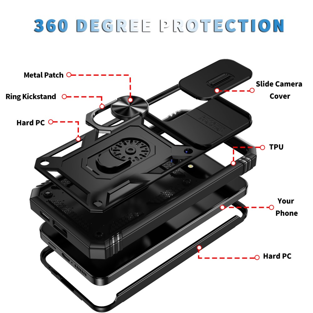  Galaxy S24 Plus Skal CamShield Ring Hybrid Armor Svart