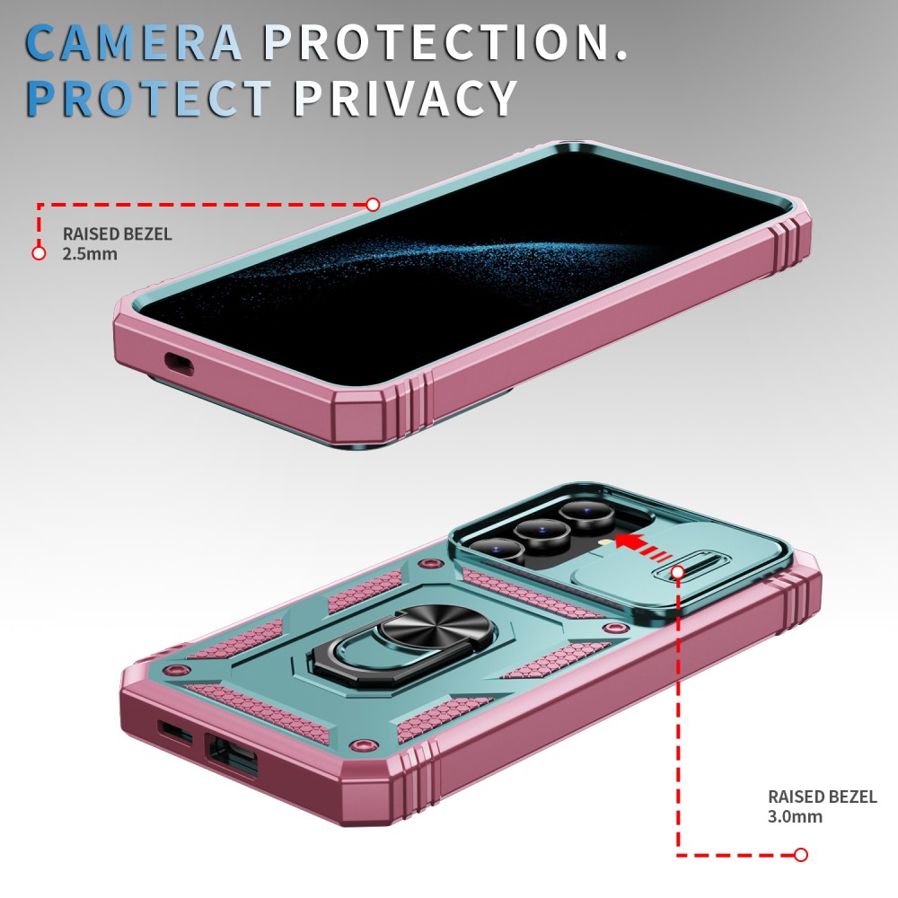  Galaxy S24 Plus Skal CamShield Ring Hybrid Armor Grå/Grön/Rosa