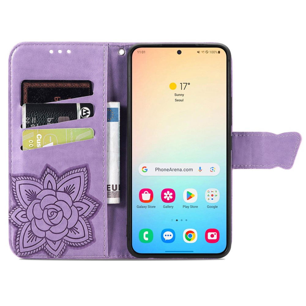  Samsung Galaxy S24 Plus Fodral Big Butterfly Ljus Lila