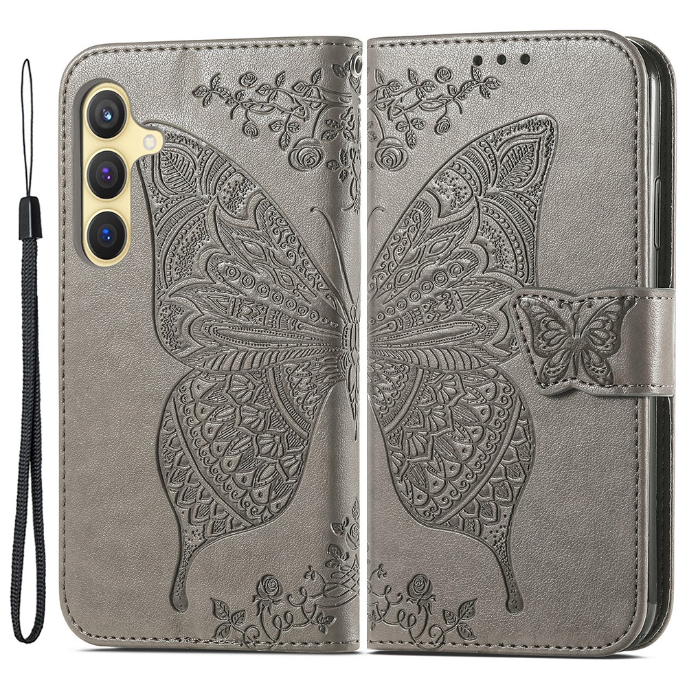  Samsung Galaxy S24 Plus Fodral Big Butterfly Grå