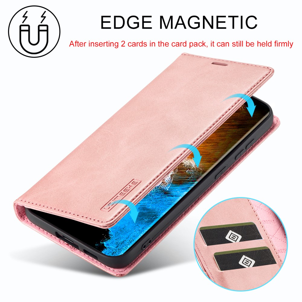LC.IMEEKE LC.IMEEKE Galaxy S24 Plus Fodral Flip Läder Roséguld