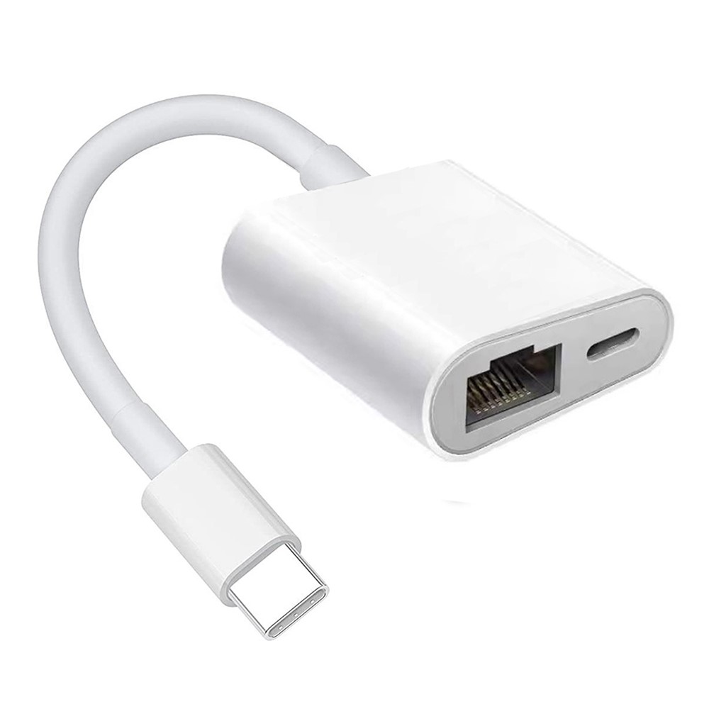  USB-C Till RJ45 / USB-C PD Adapter Vit