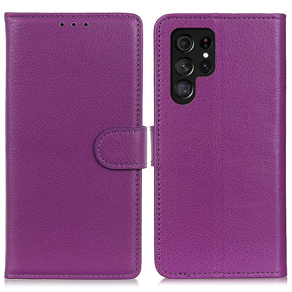  Samsung Galaxy S24 Ultra Fodral Litchi Läder Lila