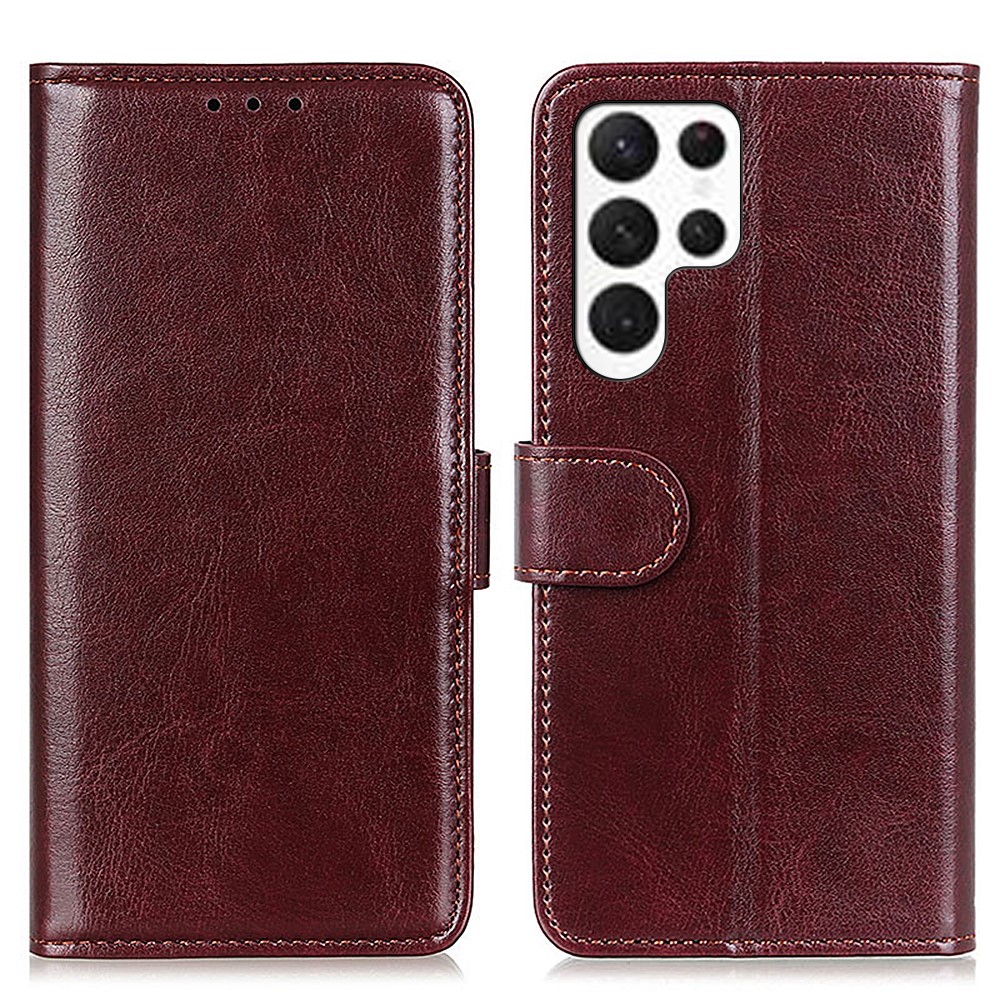  Samsung Galaxy S24 Ultra Fodral Crazy Horse Läder Brun