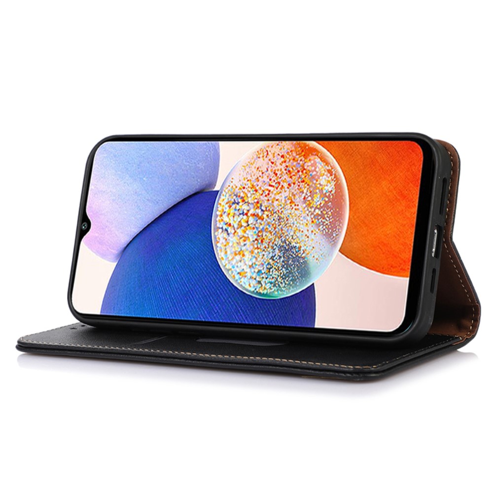 KHAZNEH KHAZNEH Galaxy S24 Ultra Fodral Flip RFID Äkta Läder Svart