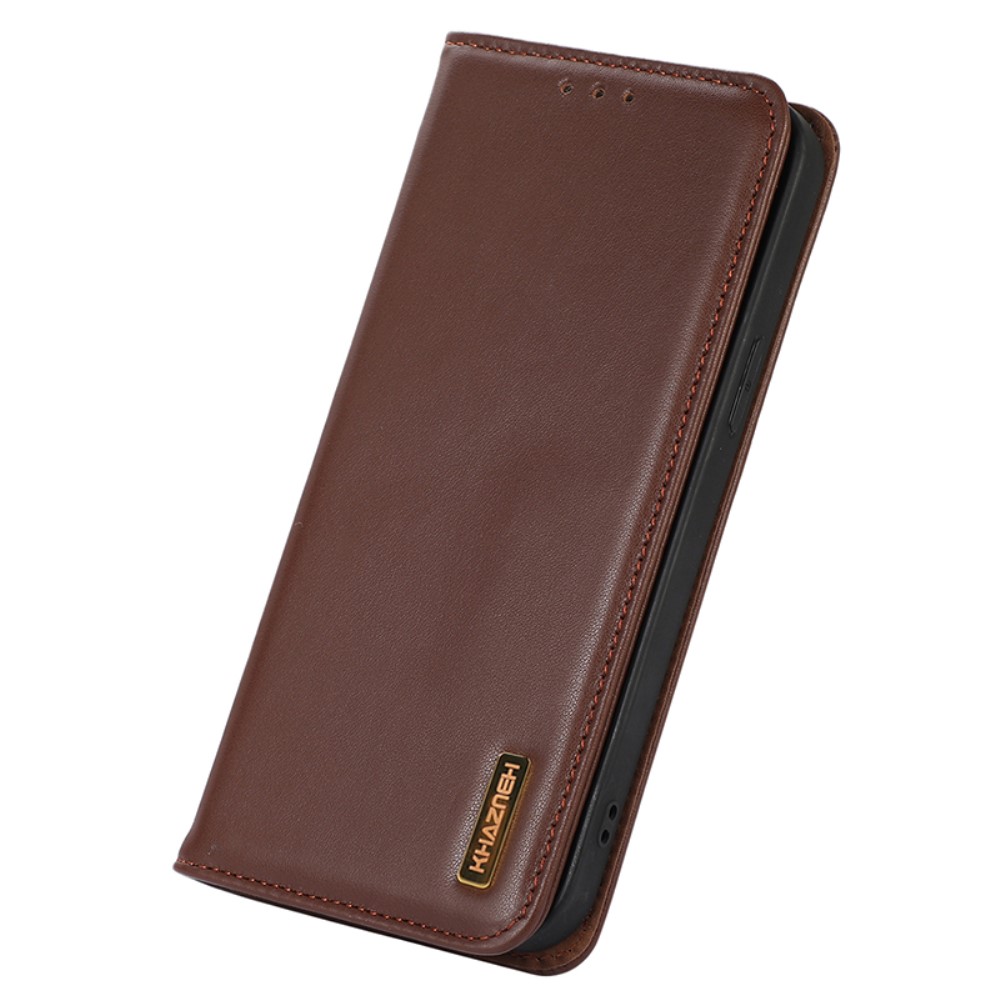 KHAZNEH KHAZNEH Galaxy S24 Ultra Fodral Flip RFID Äkta Läder Brun