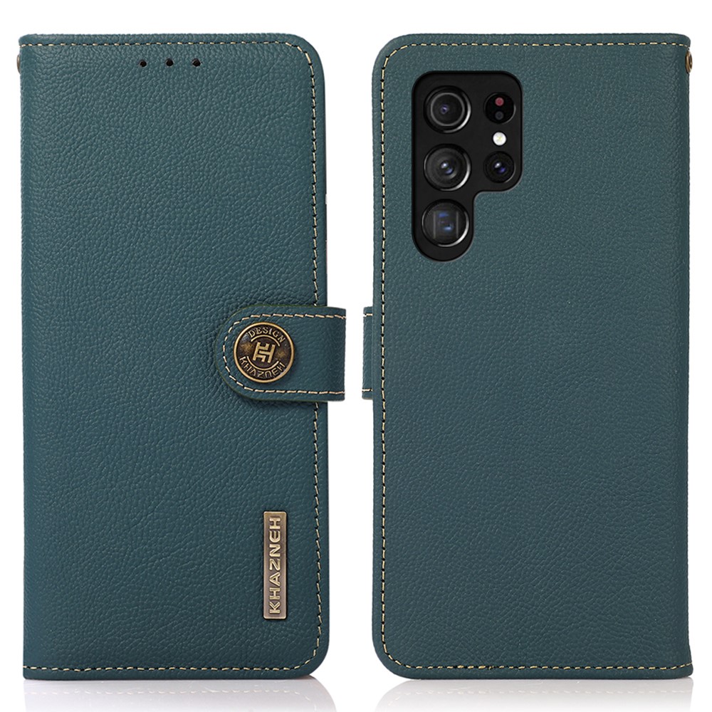 KHAZNEH KHAZNEH Galaxy S24 Ultra Fodral RFID Äkta Läder Grön