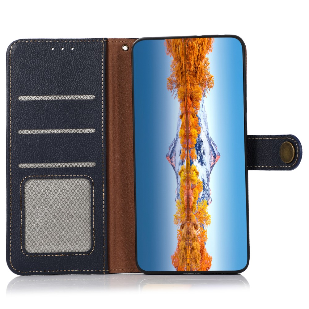 KHAZNEH KHAZNEH Galaxy S24 Ultra Fodral RFID Äkta Läder Blå