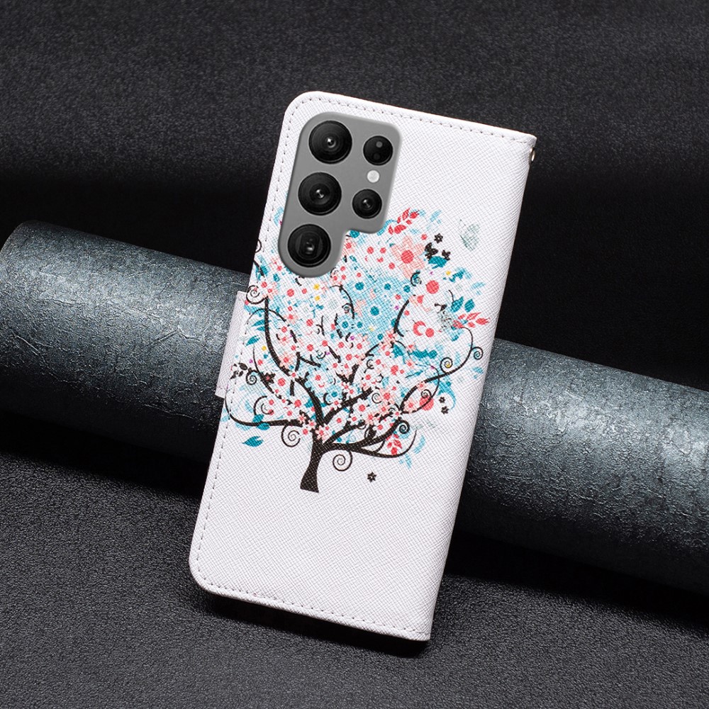  Galaxy S24 Ultra Fodral Med Tryck Blommigt Träd