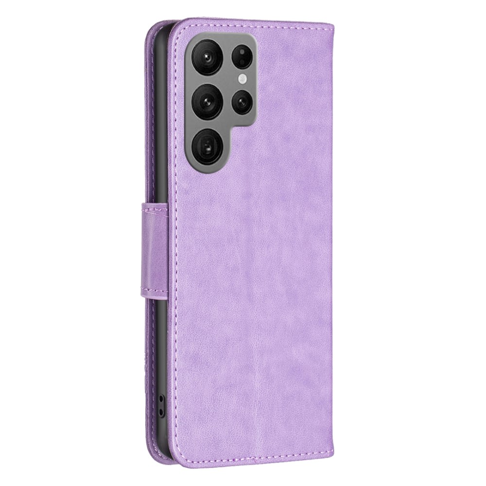  Galaxy S24 Ultra Fodral Med Fjäril Tryck Lila