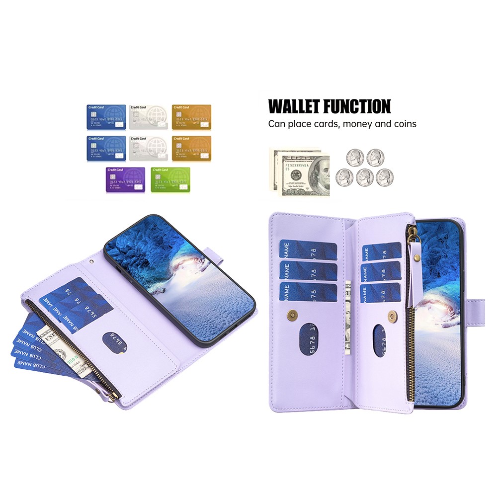  Galaxy S24 Ultra Fodral Flerkort Multifunktionell Lila