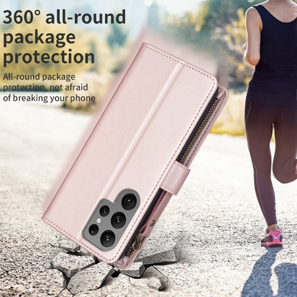  Galaxy S24 Ultra Fodral Flerkort Multifunktionell Roséguld