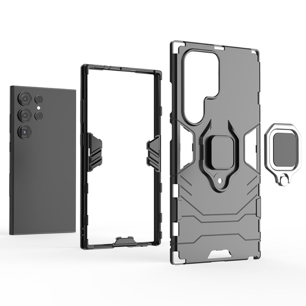  Samsung Galaxy S24 Ultra Skal Ring Hybrid Svart