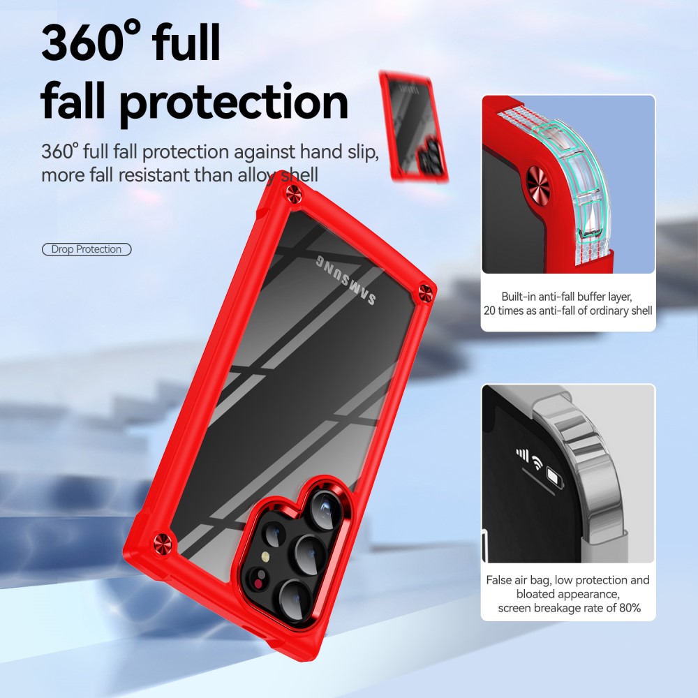  Galaxy S24 Ultra Skal Shockproof Hybrid Armor Röd