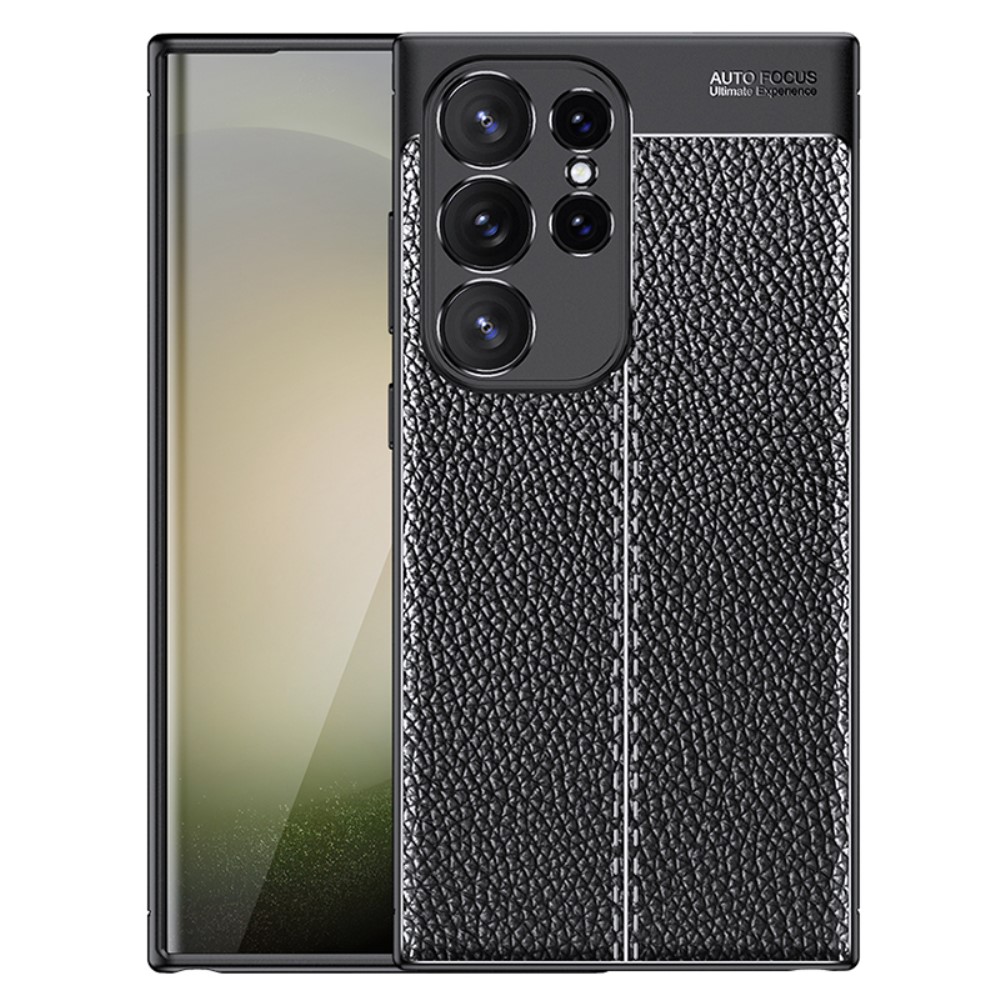  Samsung Galaxy S24 Ultra Skal Litchi Textur Svart
