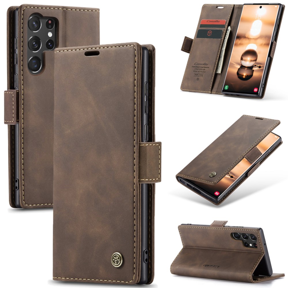 CASEME CASEME Galaxy S24 Ultra Fodral Retro Läder Mörk Brun